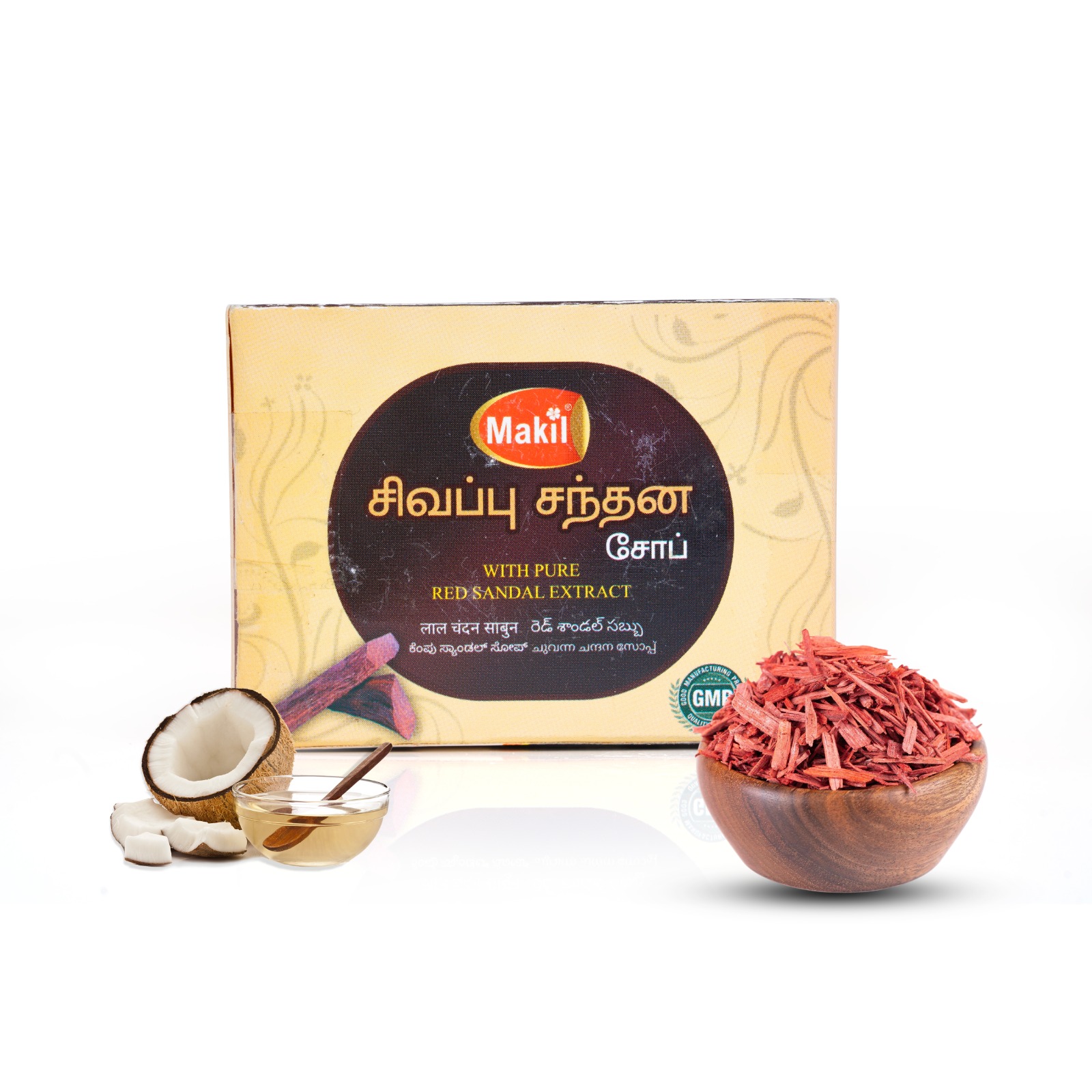 MAHIL Red Sandal Handmade Herbal Bath Soap - 75g - Image 2