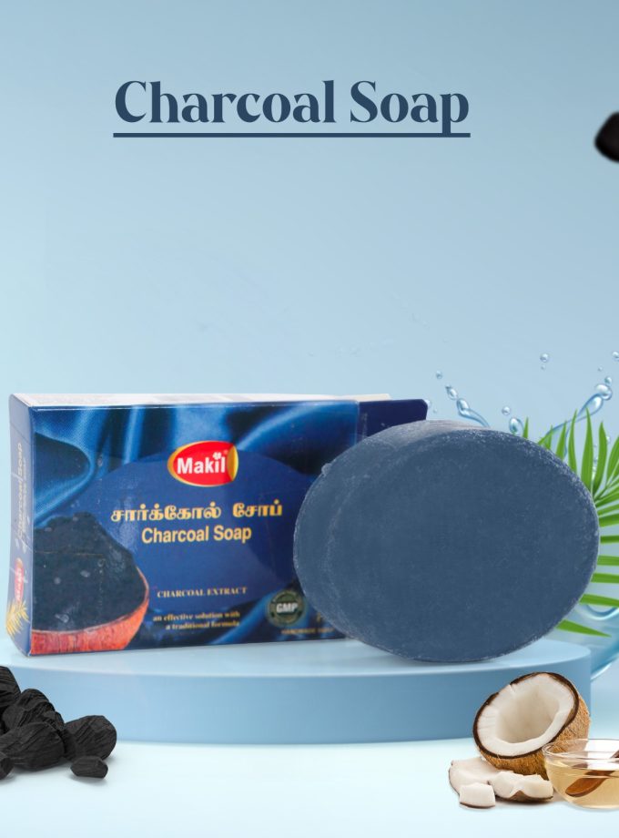 MAHIL Handmade Herbal Charcoal Bath Soap - 75g | Body Tan Removal Soap | Bath Soap for Men & Women | Remove Dark Spots & Hyper pigmentation | For Glowing Skin