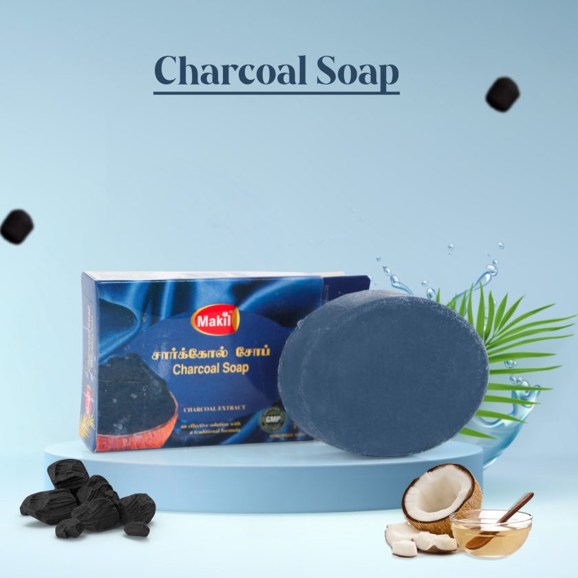 MAHIL Handmade Herbal Charcoal Bath Soap - 75g