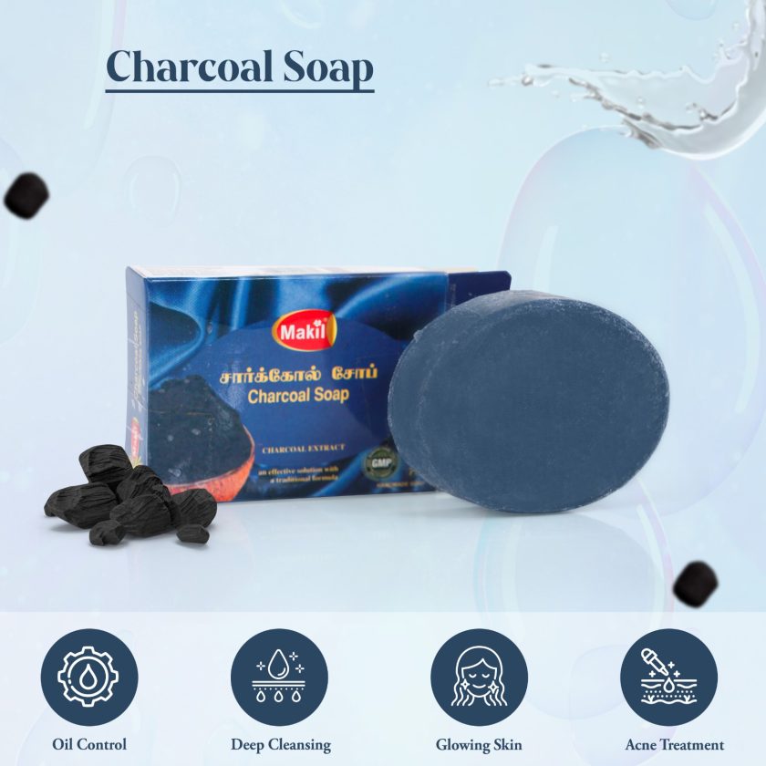 MAHIL Handmade Herbal Charcoal Bath Soap - 75g - Image 3